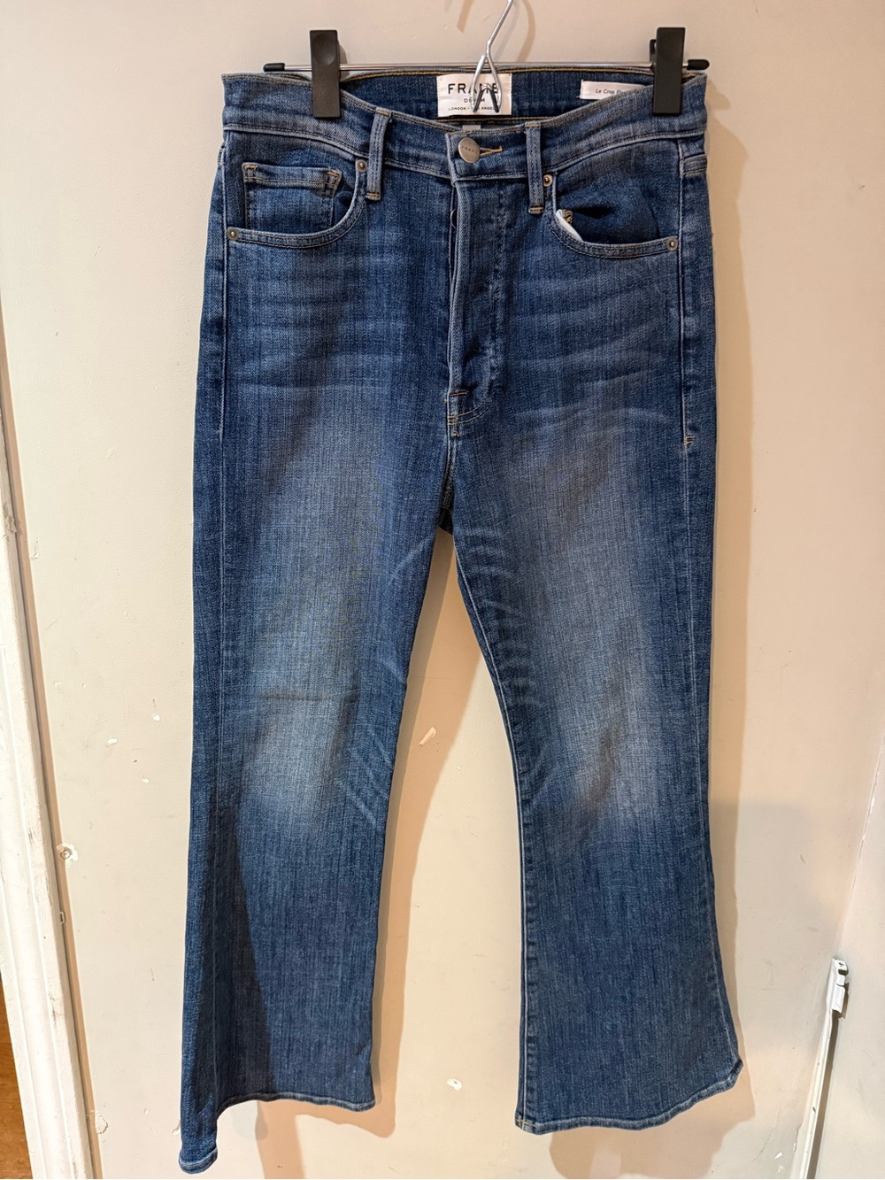 Frame Denim Wide-Leg Jeans in Medium-Dark Blue Wash